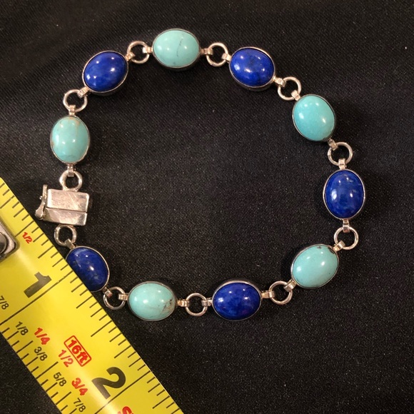 JAY KING DTR Lapis Lazuli Turquoise Cabochon Sterling Silver Tennis Bracelet - Picture 3 of 7